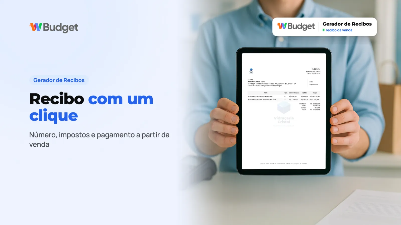Gerador de Recibos: Recibos de venda gerados a partir das propostas.
