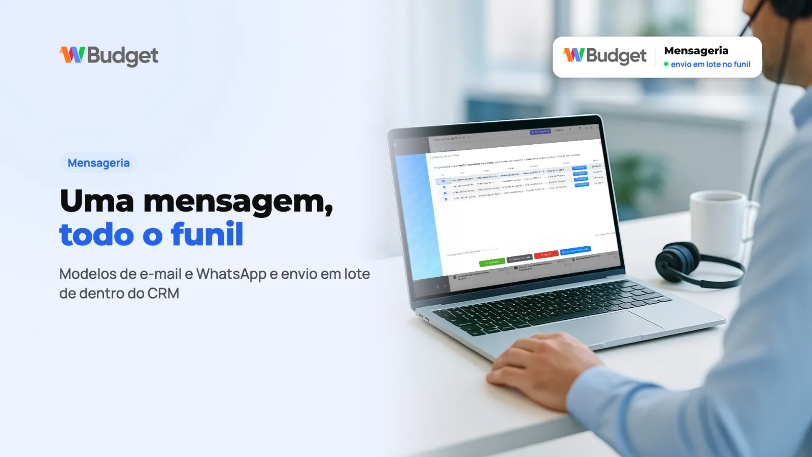 Mensageria: Modelos de mensagem e envio em lote, de dentro do CRM.